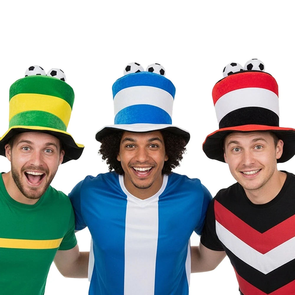 Football Hat Bowler Hats National Flag High Top Cap Football Game Sports Fans Mardi Gras Celebration Party Halloween Headdress