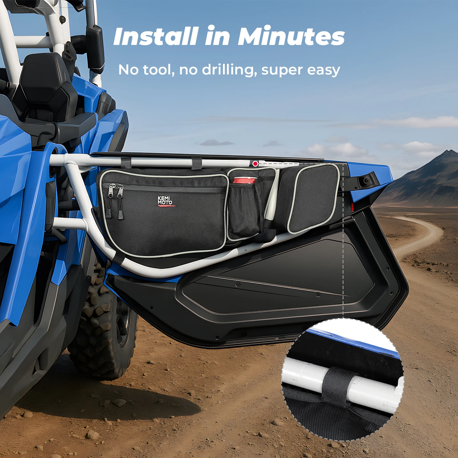 Side Storage Door Bag with Knee Pad For Can-am Maverick X3 Max R RR 4x4 XMR XDS XRC XRS DS RS Turbo DPS 900 HO 2017+ 2/4 Doors - view 5