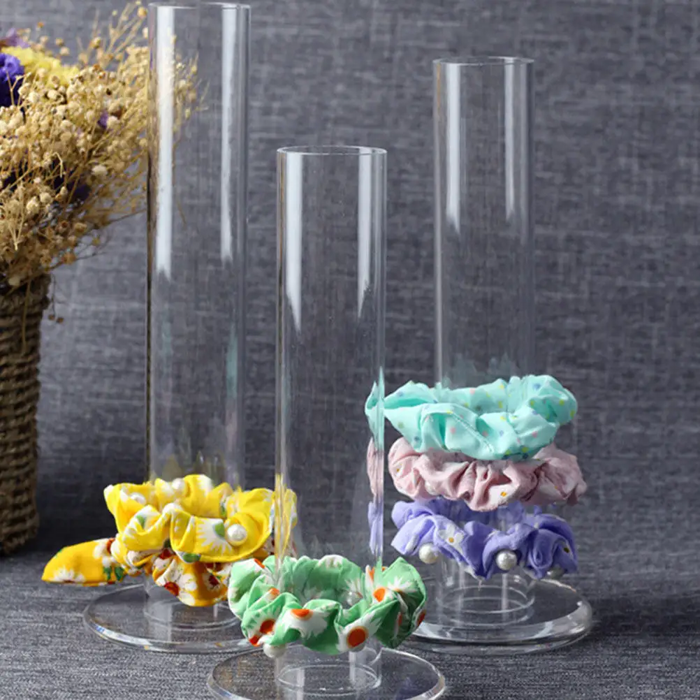 

2Pcs Hair Ring Display Rack Acrylic Transparent Organizer for Hair Ties and Accessories Storage Stylish Desktop Holder Jewelry