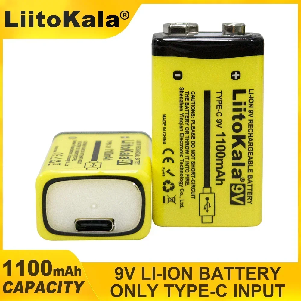 1-36PCS. 9V1100mAh USB LiitoKala Lithium Rechargeable Battery Charging Li-ion Square Batteries for Walkie-talkie KTV-microphone