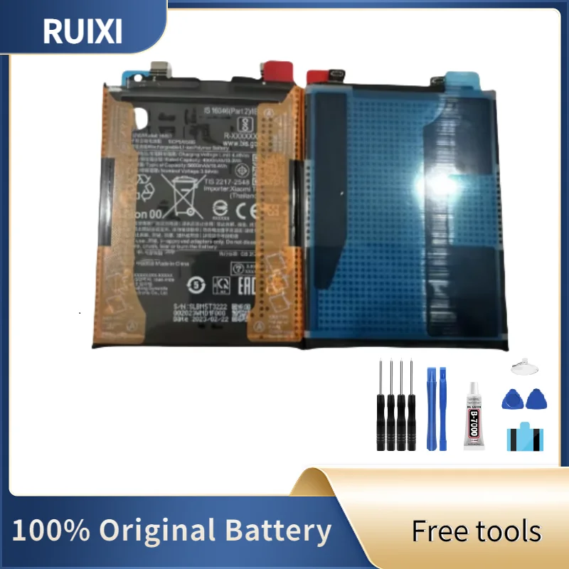 RUIXI Battery 5000mAh BM5T Battery For Mi Poco X6 Pro 5G /M6 Pro 4G Redmi Note 13 Pro 4G BM5T Mobile Phone Batteries +Tools