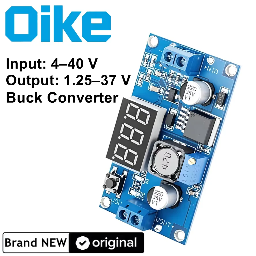Oike DC-DC Buck Converter LM2596 Step-down Regulator LED Display Input: 4–40V Output: 1.25–37V with Over-current Protection