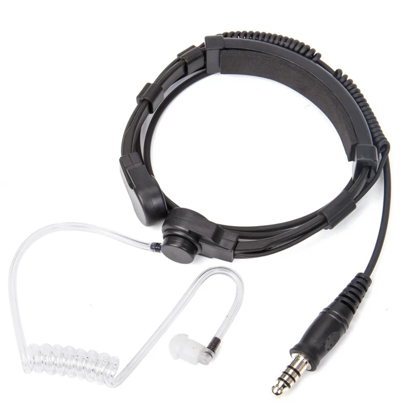 Telescopic Heavy Duty Throat Vibration Mic Headphone NATO Plug for Walkie Talkie Radio