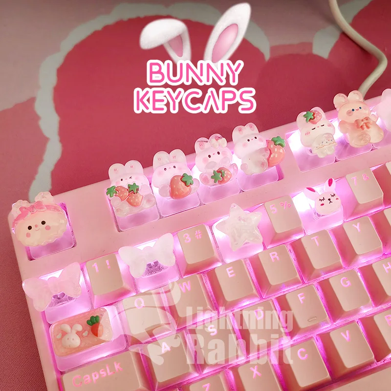 Long Eared Rabbit Personalized Keycap Mechanical Keyboard Special Transparent Cute Gift TabESC Supplementary Decoration Keycap