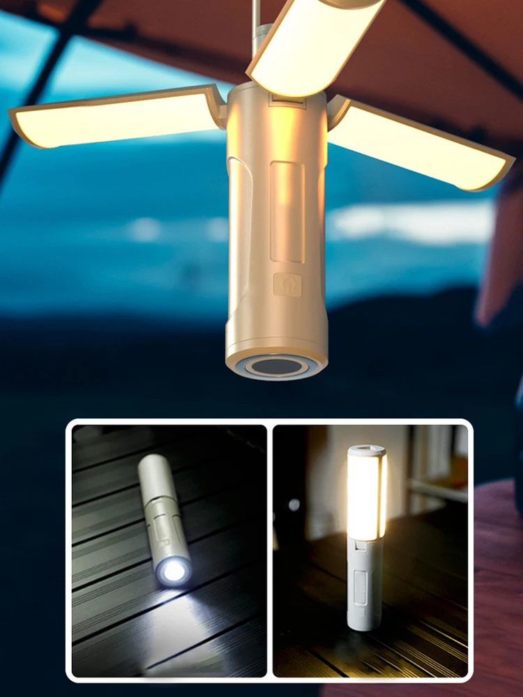 Portable Flash LED Stepless Dimming Portable Lanterns Warning Light Tent Lamp Camping Light Rechargeable Ultra Lasted Flashlight