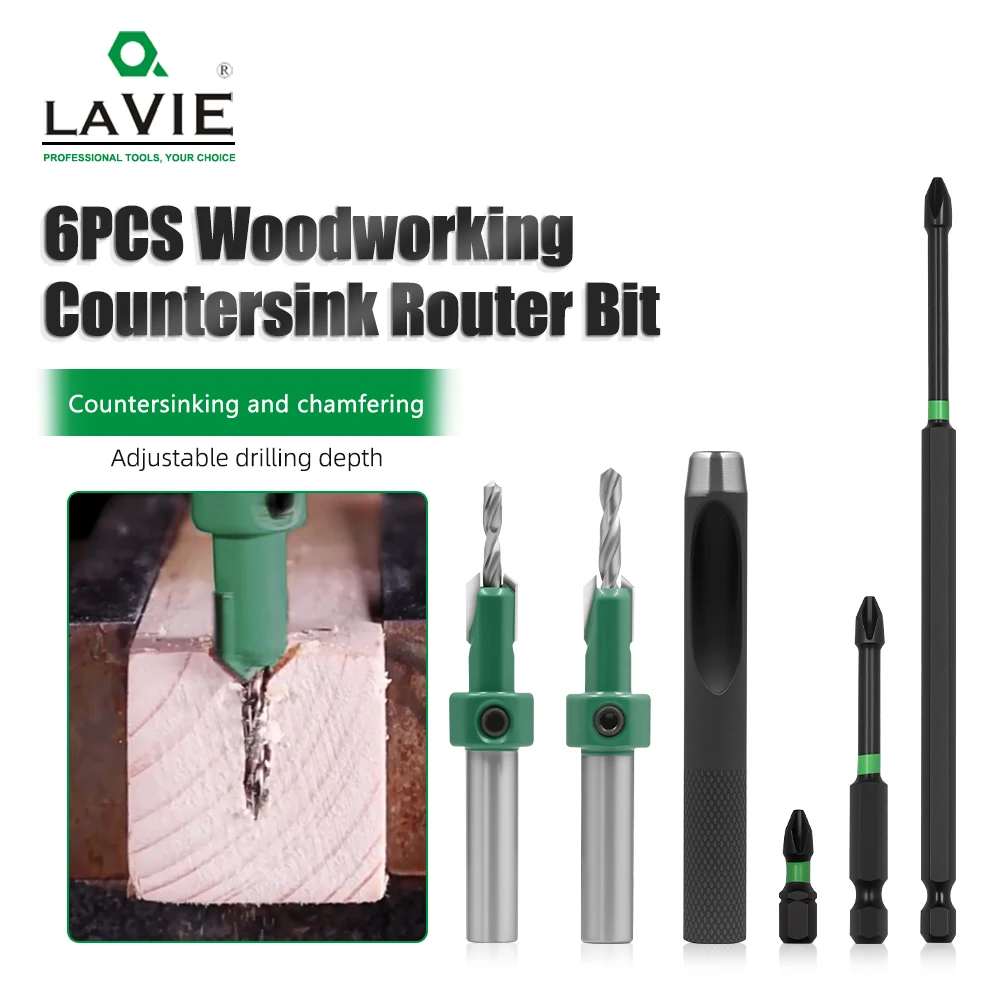 

Набор фрез LAVIE, 6 или 15 шт., с подшипниками, кольцевыми пилами, для сверления и снятия фаски, для деревообработки C08T6A