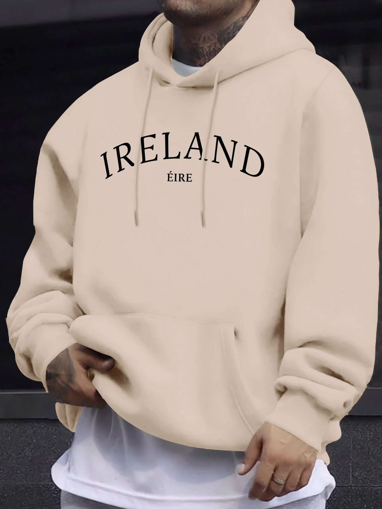 Irland Eire Brief Kreatives Muster Langarm Sweatshirts Herren Warmer Fleece Pullover Bequemer Herbst Hoody All-Match Casual Top