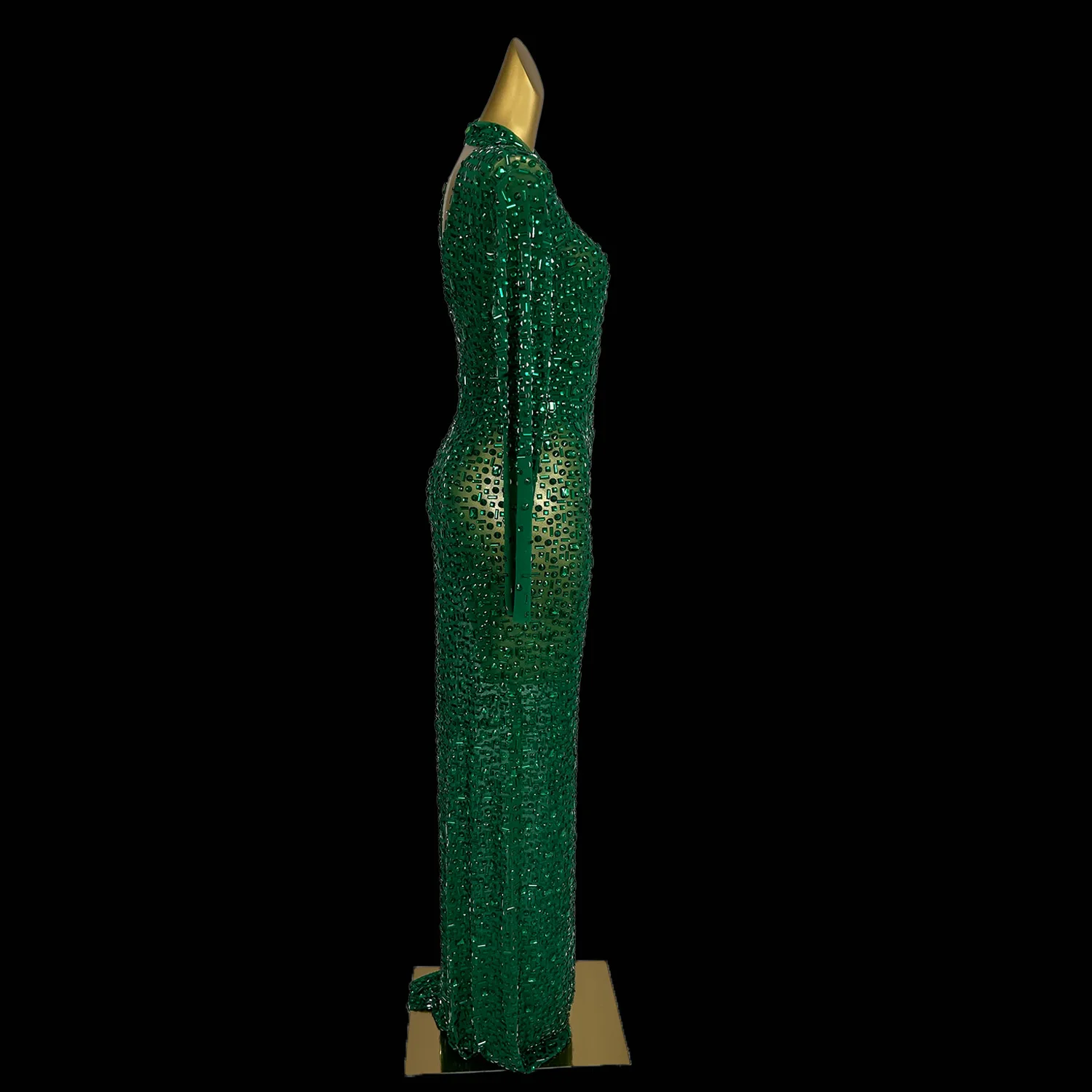 Vestido de fiesta de cumpleaños de celebridades con cuello colgante, vestido sin espalda, diamante verde, Sexy, Club callejero, ocasión Formal, conjunto de una pieza