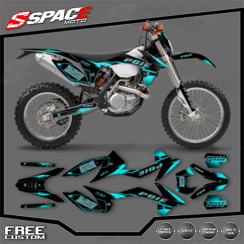 الفضاء مخصص دراجة نارية الرسومات خلفية مائي ل KTM 2012 2013 EXC 2011 2012 SX SXF 125 250 300 450 الشارات ملصقات أطقم 07 #1