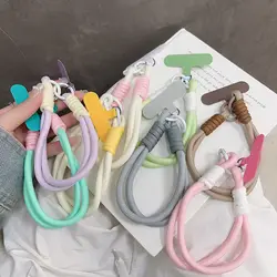 Cute Trendy Pastel Short Phone Case Lanyard Wrist Strap Durable Macaron Color Phone Charm Chain for Women