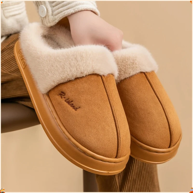 Unisex Cotton Home Slippers Breathable Soft Cotton Fabric Warm Non Slip Indoor House Slippers Simple Style For Men Women Bedroom