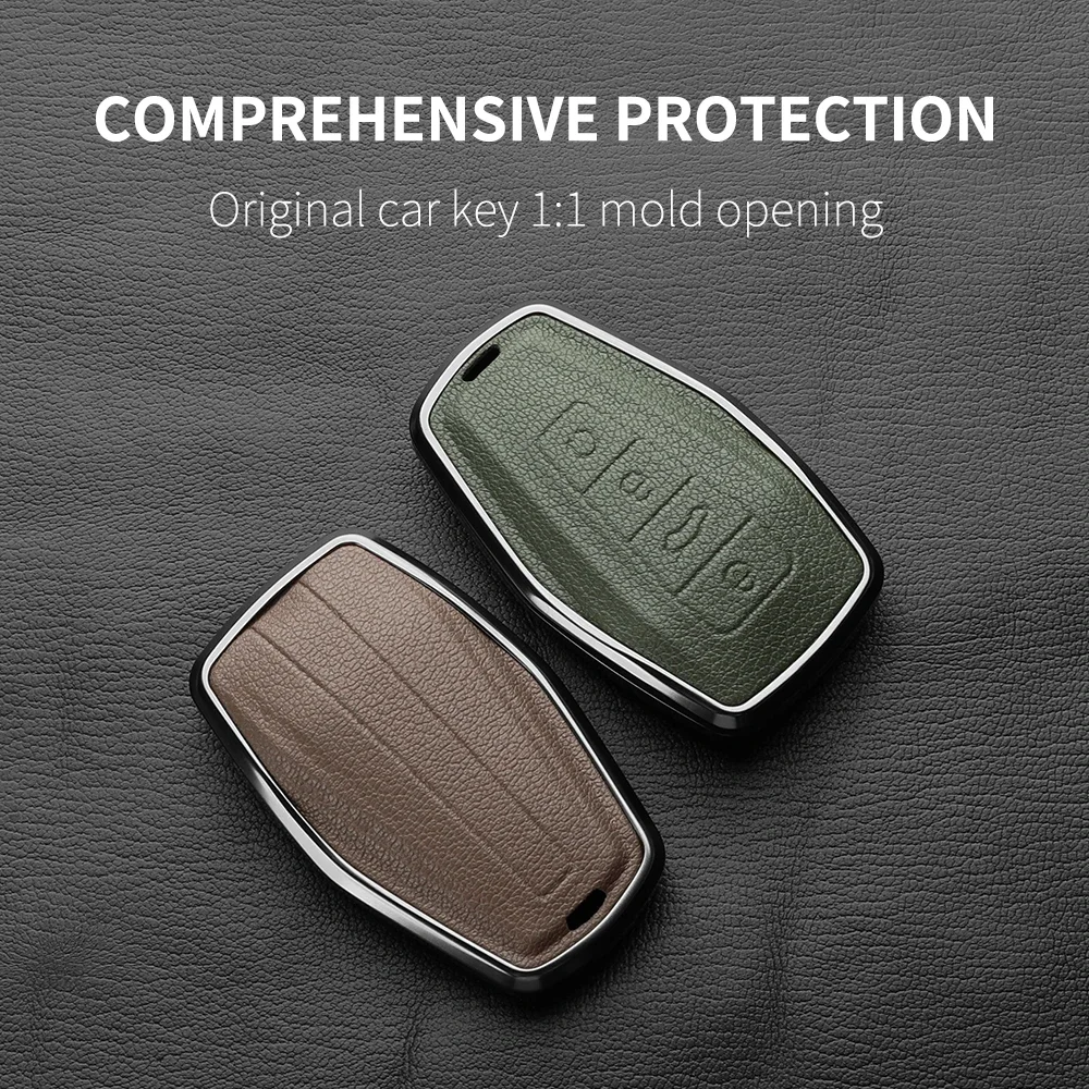 Metal And Leather Car Key Case Cover For Geely Coolray X6 X7 Geometry C Emgrand Global Kulrey Hawk GX7 Okavango NL3