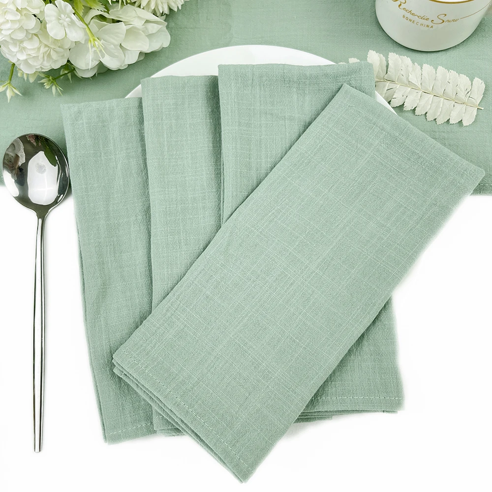 20pcs Cloth Napkins 30x45cm Wedding Decor Placemat Cotton Fabric Sage Green Serviette Kitchen Tea Towel Christmas Home Decora