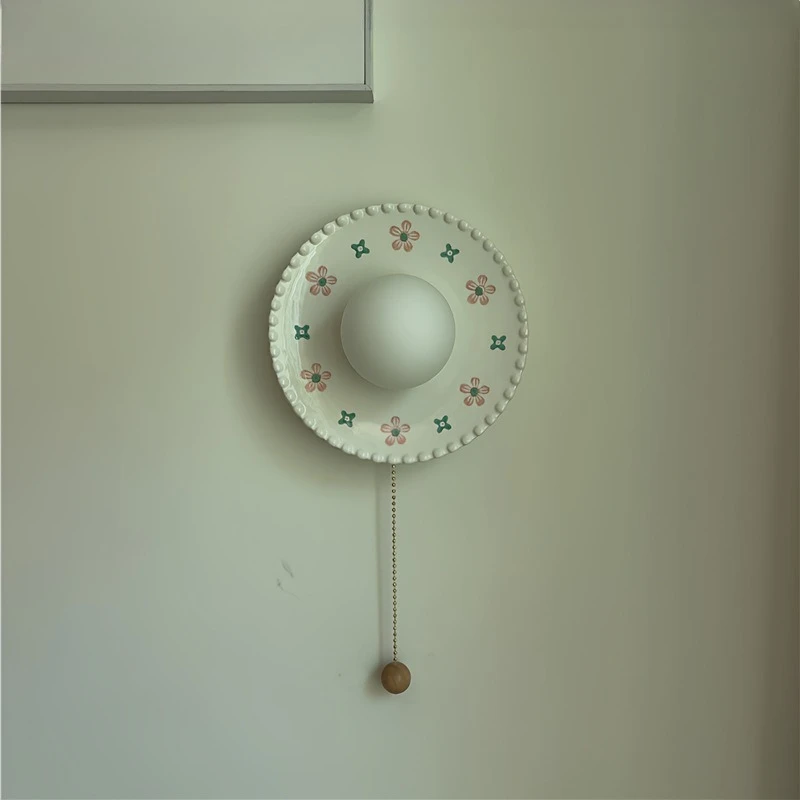 Creative New Simple Ceramic Wall Lamp with Cable Switch Living Room Study Bedroom Bedside Decorative Lighting