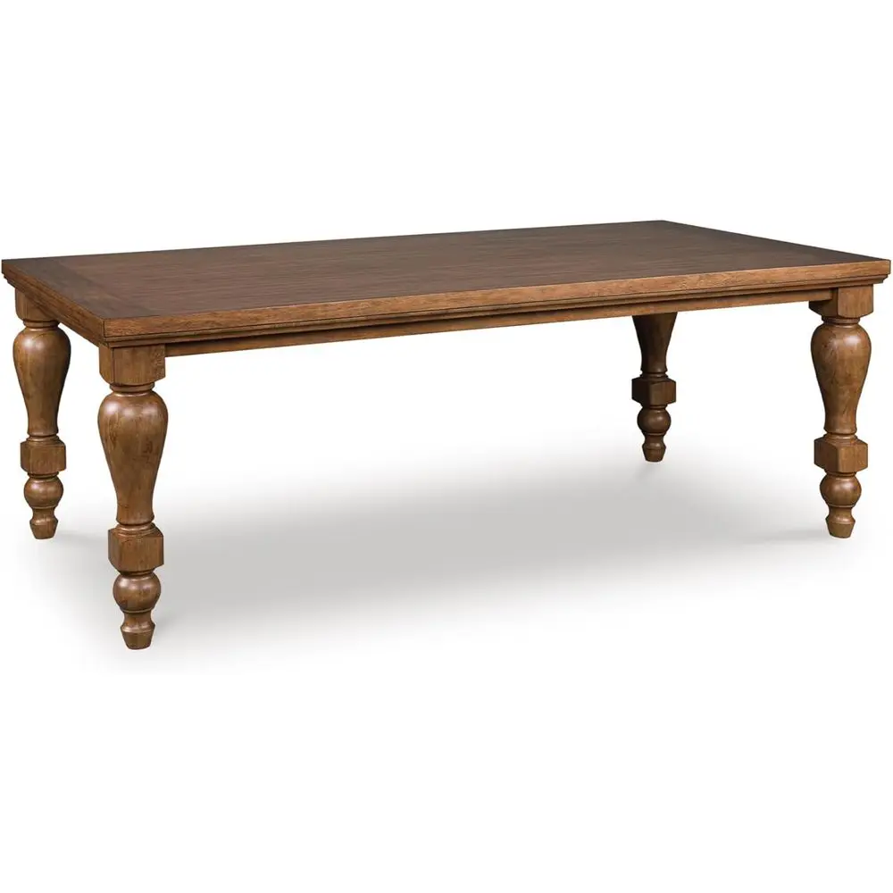 

Traditional 8-Seater Light Brown Dining Table with Turned Legs