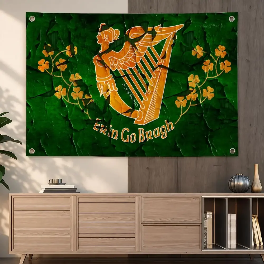 Ireland Flag Irish Harp Erin Go Bragh Flags Indoor Outdoor Wall Hanging Flag Decor Banner Wall Decor