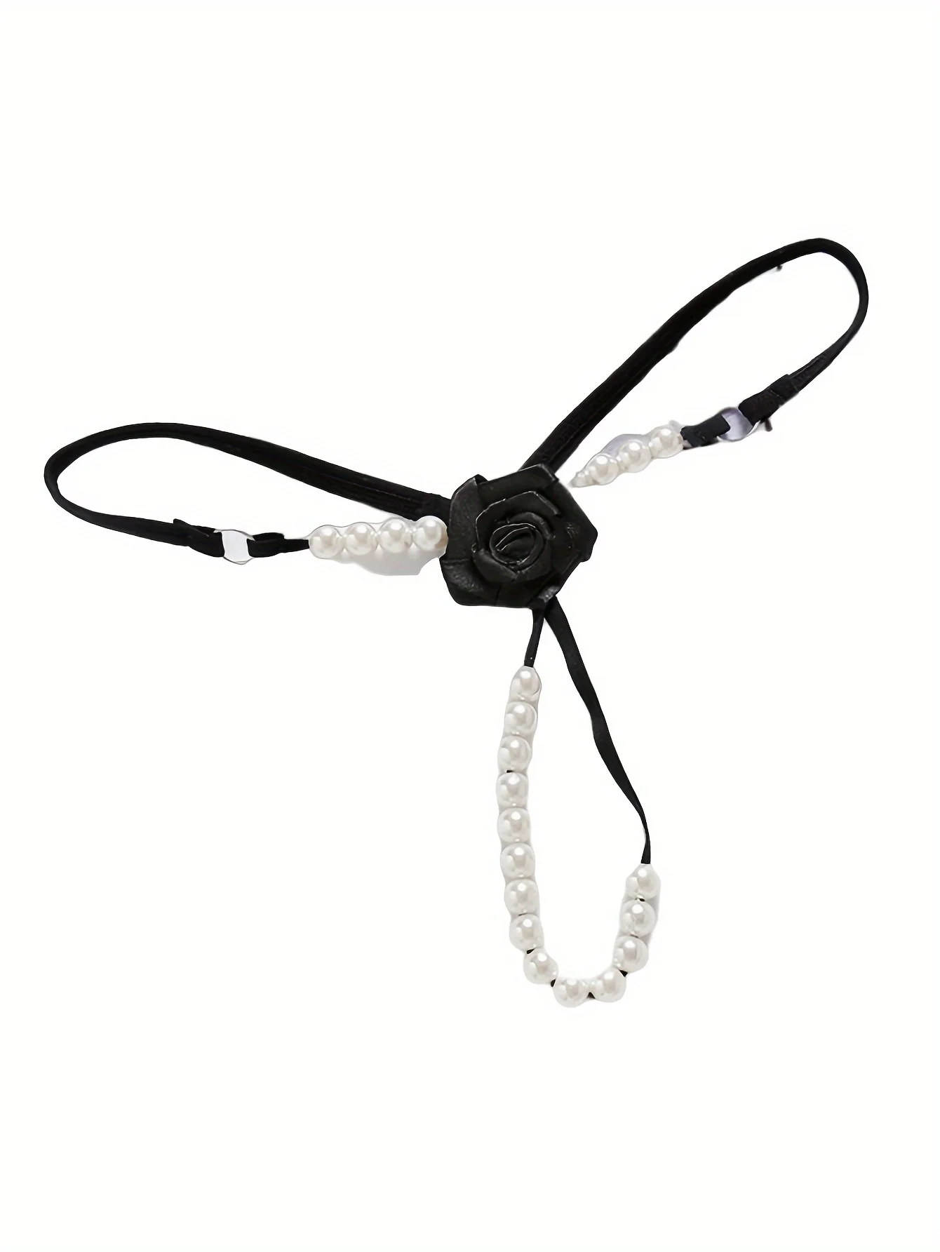 

Pearl Massage T-Back Rose Thong for Women, Low-Waisted, Open-Crotch, Transparent.