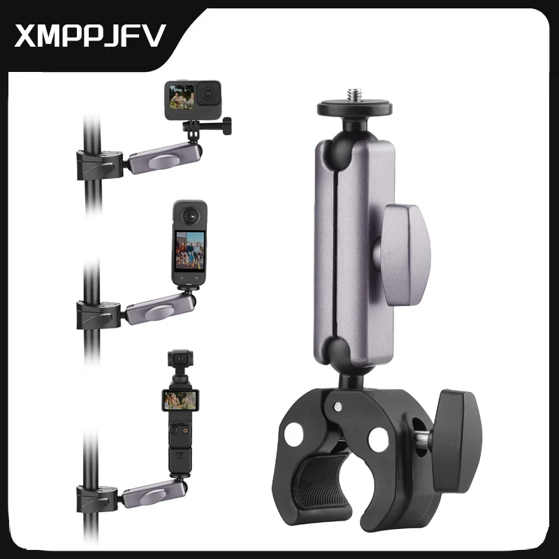 Bike Mount Clamp Motorcycle Handle Holder Aluminum for Gopro Hero 13 12 11 Insta360 X4 X3 Ace Pro Go 3S, for DJI Osmo Pocket 3 2