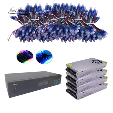 DC 5V WS2811 Full Color LED Pixel Module 2811 IC Digital LED christmas light 4000pcs +T-790K 8ports controller+5V 60A LED POWER