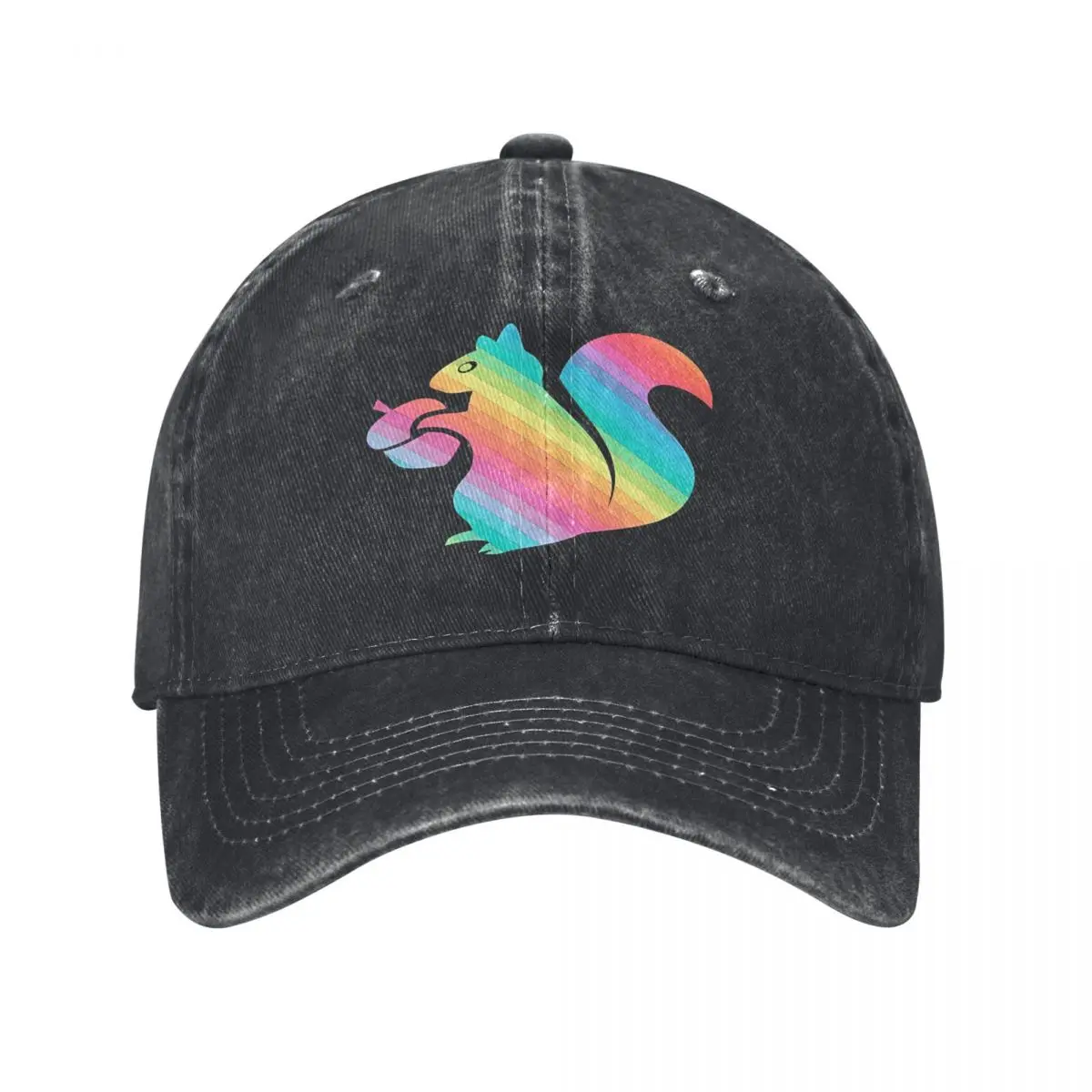 Colorful Rainbow Line Squirrel Animal Baseball Hats Funny Dad Hats Adjustable Outdoor Baseball Cap for Men Women Cowboy Hat