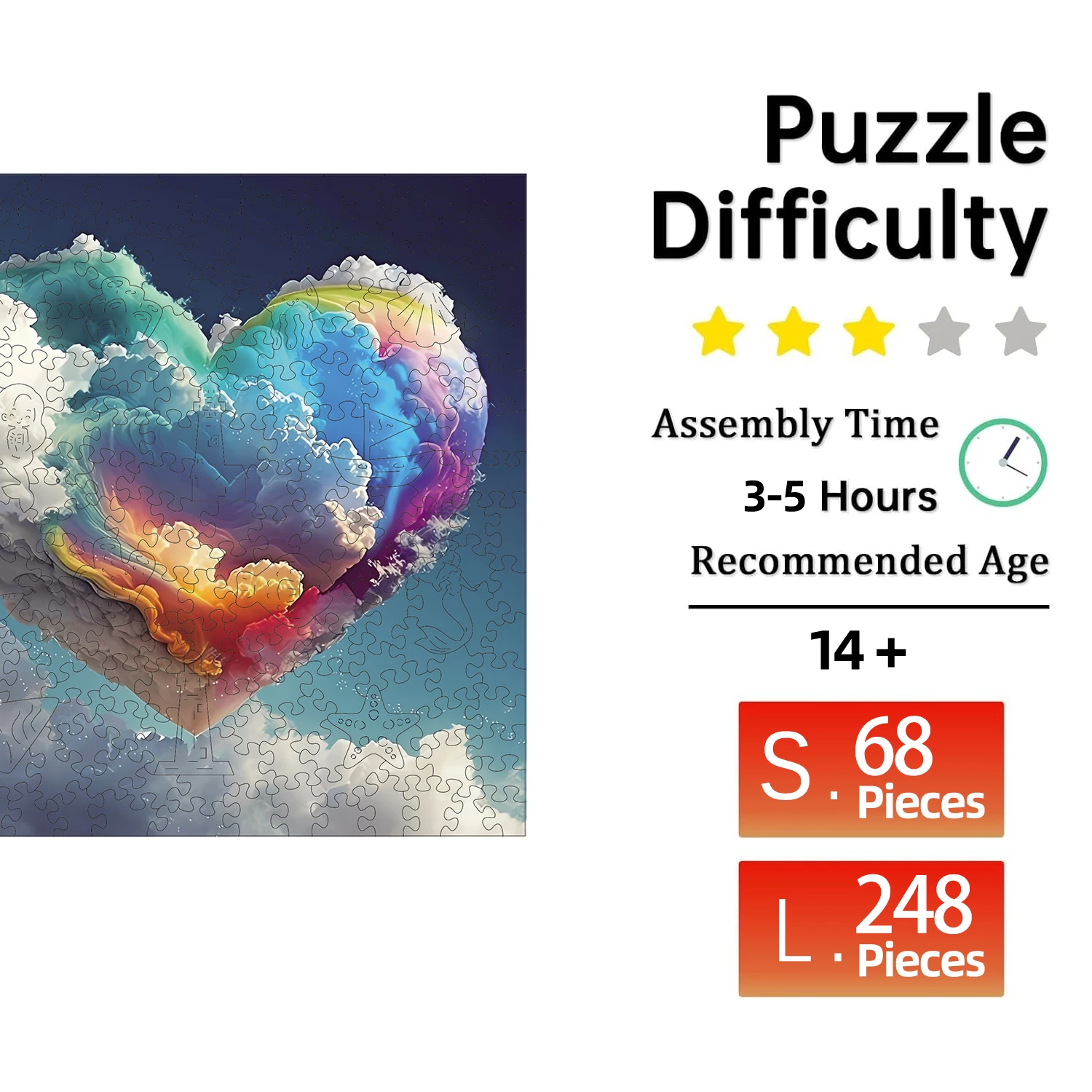 Wooden Puzzle for Adults, Love Cloud Puzzles, Special Holiday Gifts for Friends Family Modern Art Home Decor