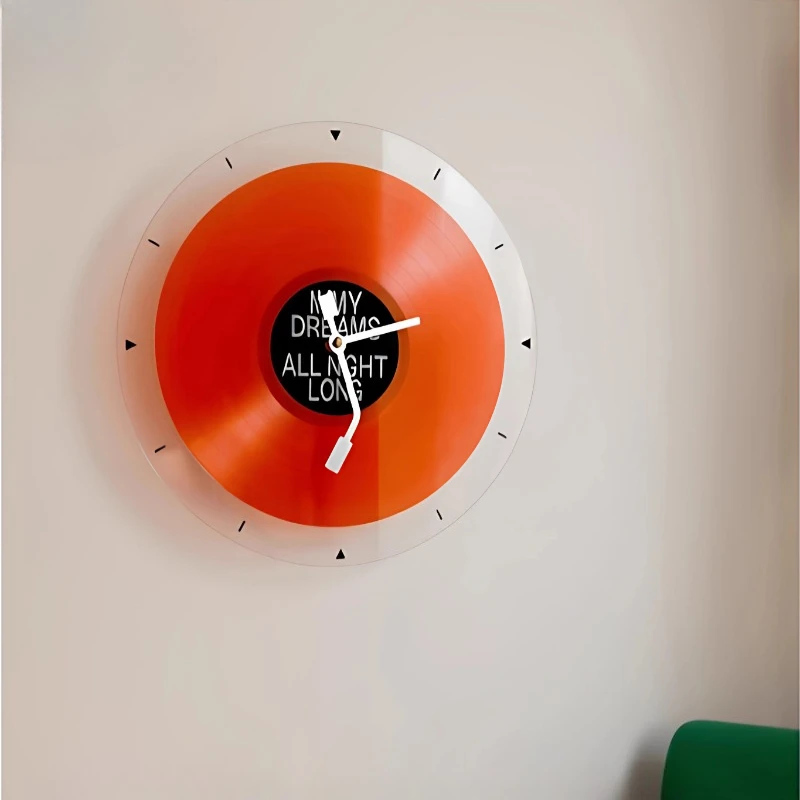 Colorful Vinyl Record Clock Bauhaus Wall Timepiece for Living Room Retro Album Cover Decor Modern Hanging Clock for Dining Room