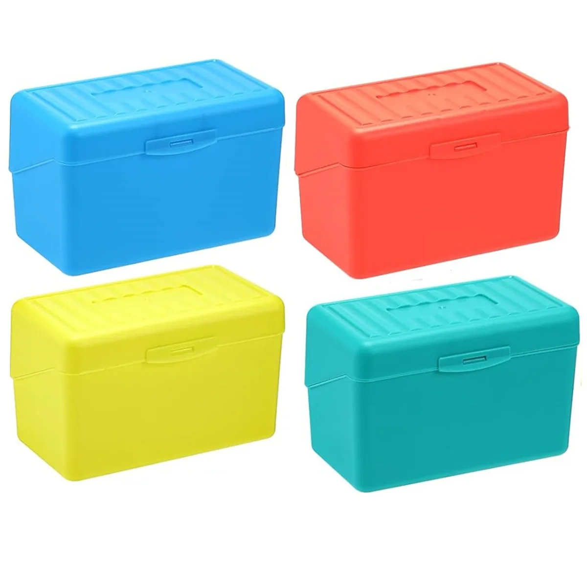 Index Card Holder Box 3x5In, Flash Note Card Holder Box Organizer Case, 3x5 Index Card Storage File Box, 4 Colors Pack