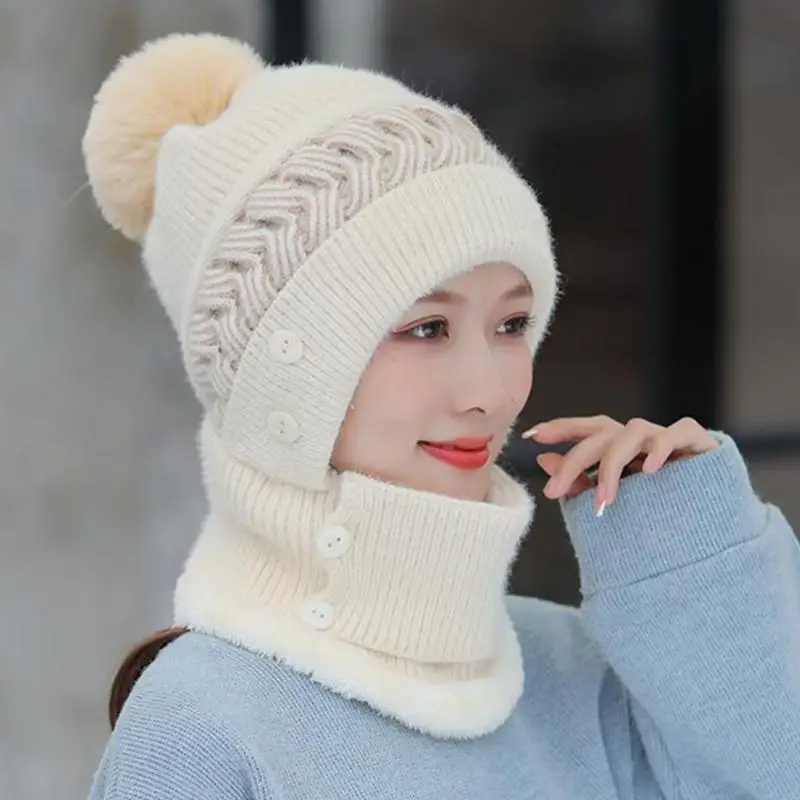 Termiczna czapka typu beanie na szelkach Zestaw szalików Zima Aksamitna kominiarka Wiatroodporna All-Matc