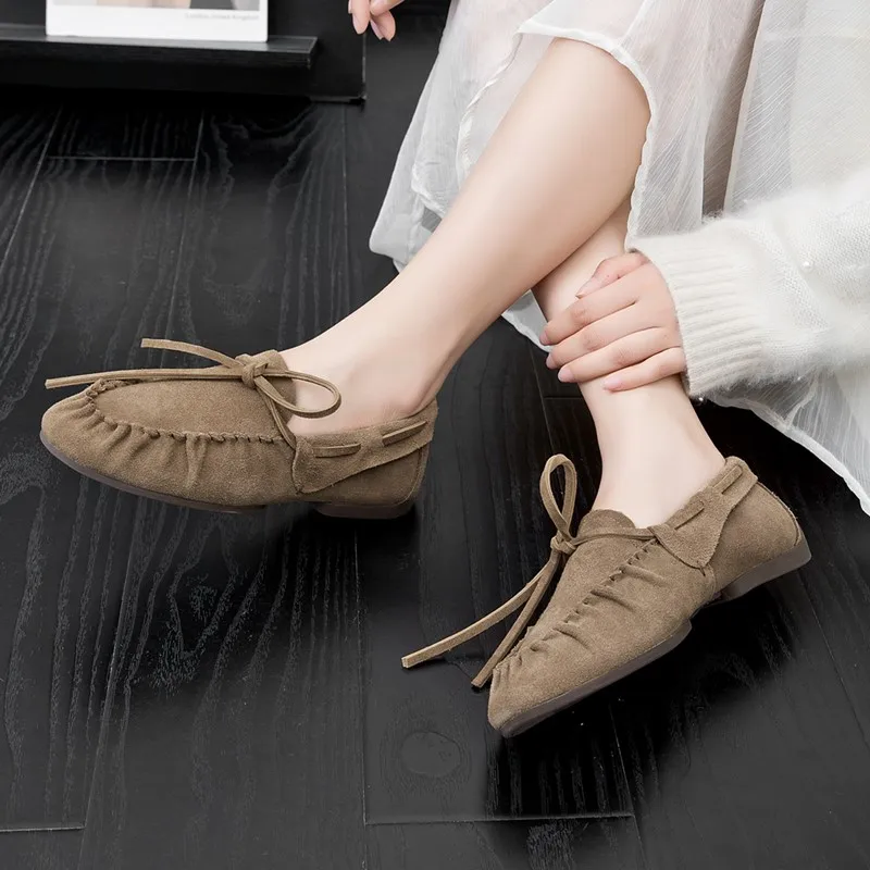 AIYUQI Damen-Loafer im britischen Stil 2026 – Neue Beanie-Schuhe aus echtem Leder für Damen, flache, rutschfeste Vintage-Slipper für Frauen – Detail 7