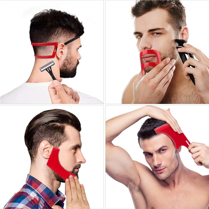 4pcs Beard Shaving Template Beard Guide Shaping Tool Hairline Template Stencil Neckline Shaving Mustache Edge Shaping Tool Kit