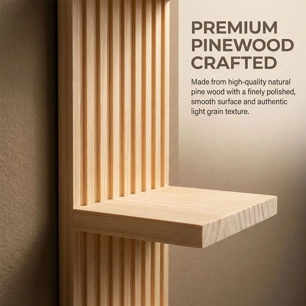 4-Tier Design Wooden Wall Shelves Minimalist Oval Threaded Boho Style Rack Geometric Natural Arched Floating Shelf