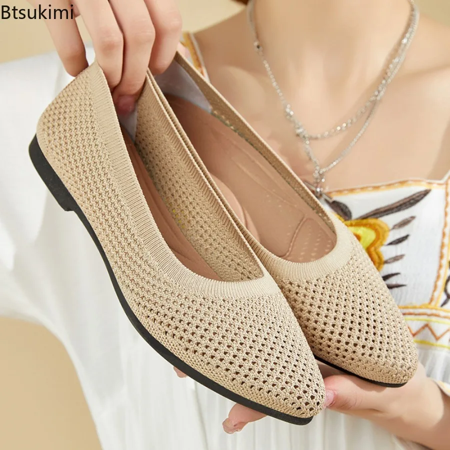 New 2026 Summer Women's Shoes Fashion Hollow Out Women Flats Solid Shallow Pointed Toe Shoes PU Shoes for Women Handmade Loafers
