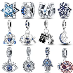 925 Sterling Silver Cross Bible Dove Holy Blessing Demon Eye Shiny Charm Bead Fit Pan Original Bracelet Diy Exquisite