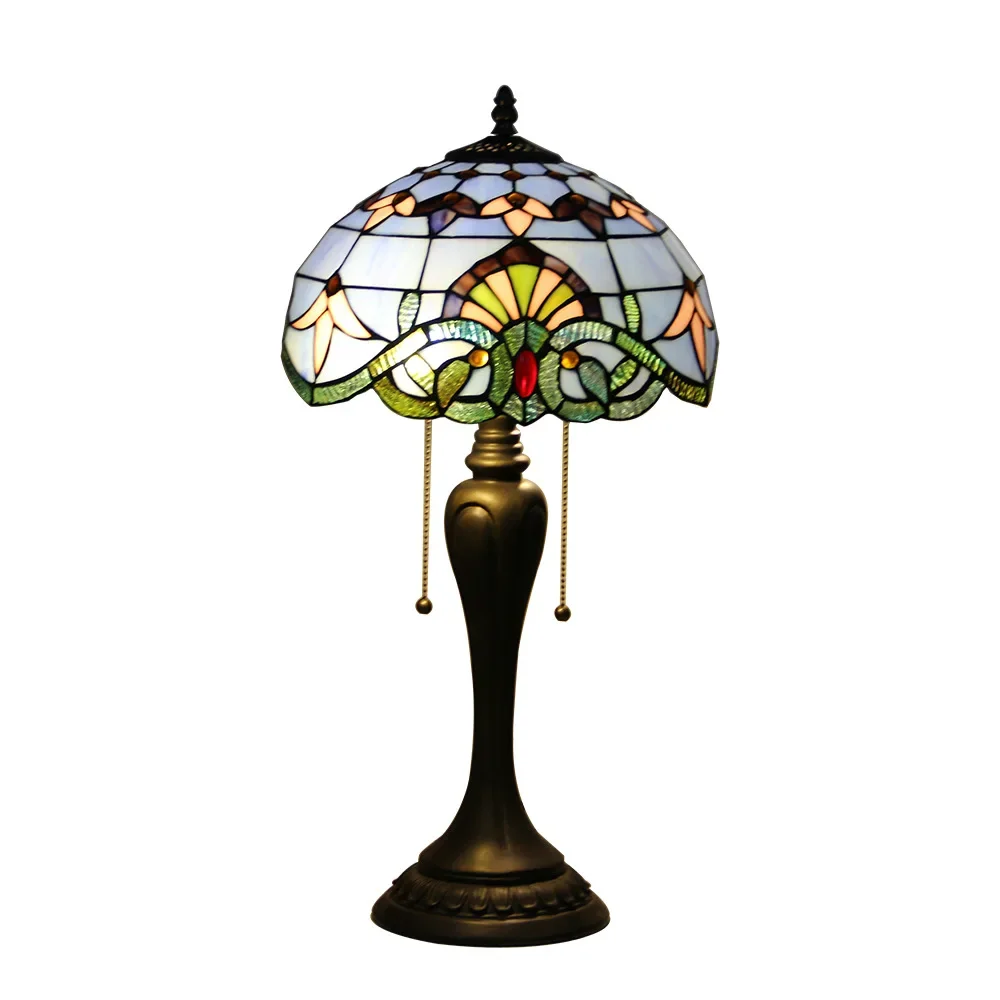 12 Inch 30cm Retro Manual Stained Glass Lampshade Tiffany Table Lamp