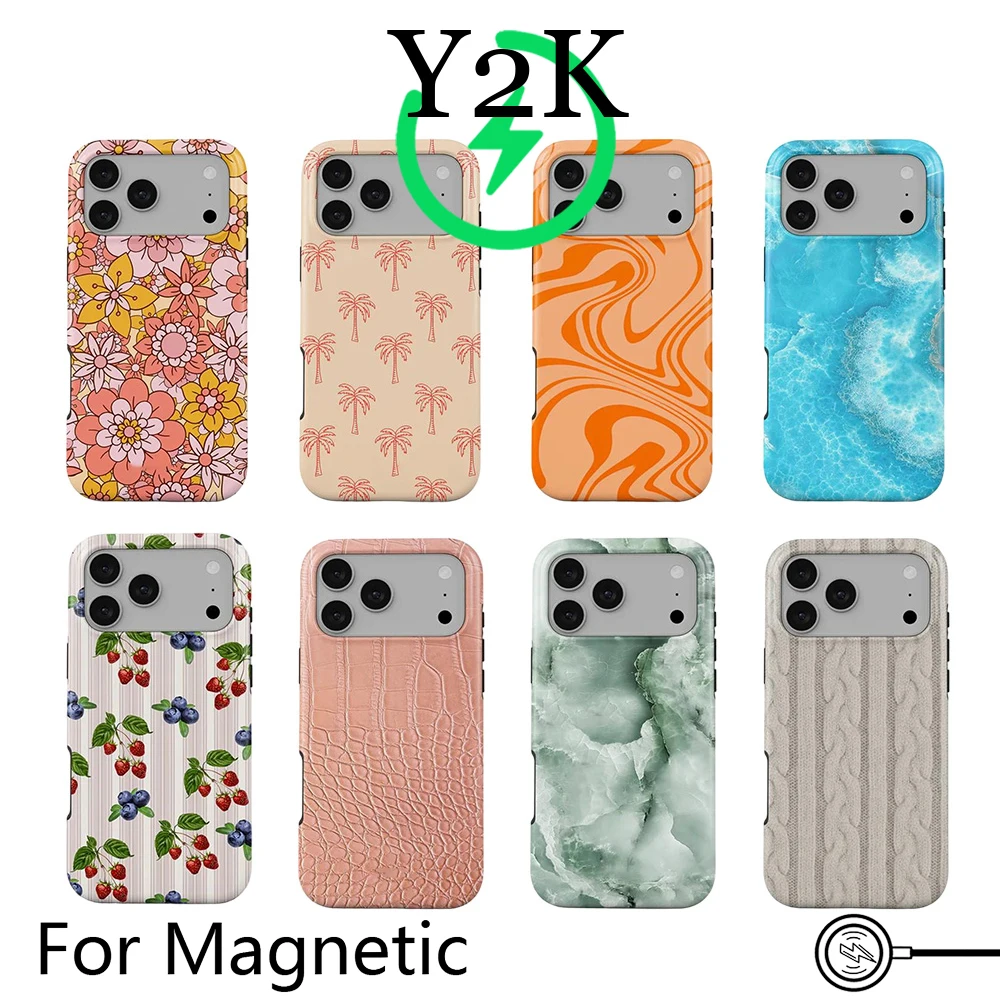 Capa de Celular Luxuosa Clmj Garden Brunch Rosa Croco para iPhone 17 16 15 14 13 12 Pro Max Plus Air Magnética de Camada Dupla