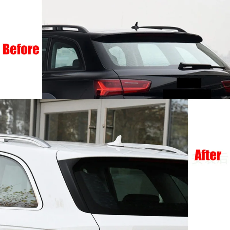 Pair Glossy Black Rear Window Side Spoiler Splitter Car Accessories Fit For Audi A6 C7 Avant Allroad TDI Quattro 2012-2018