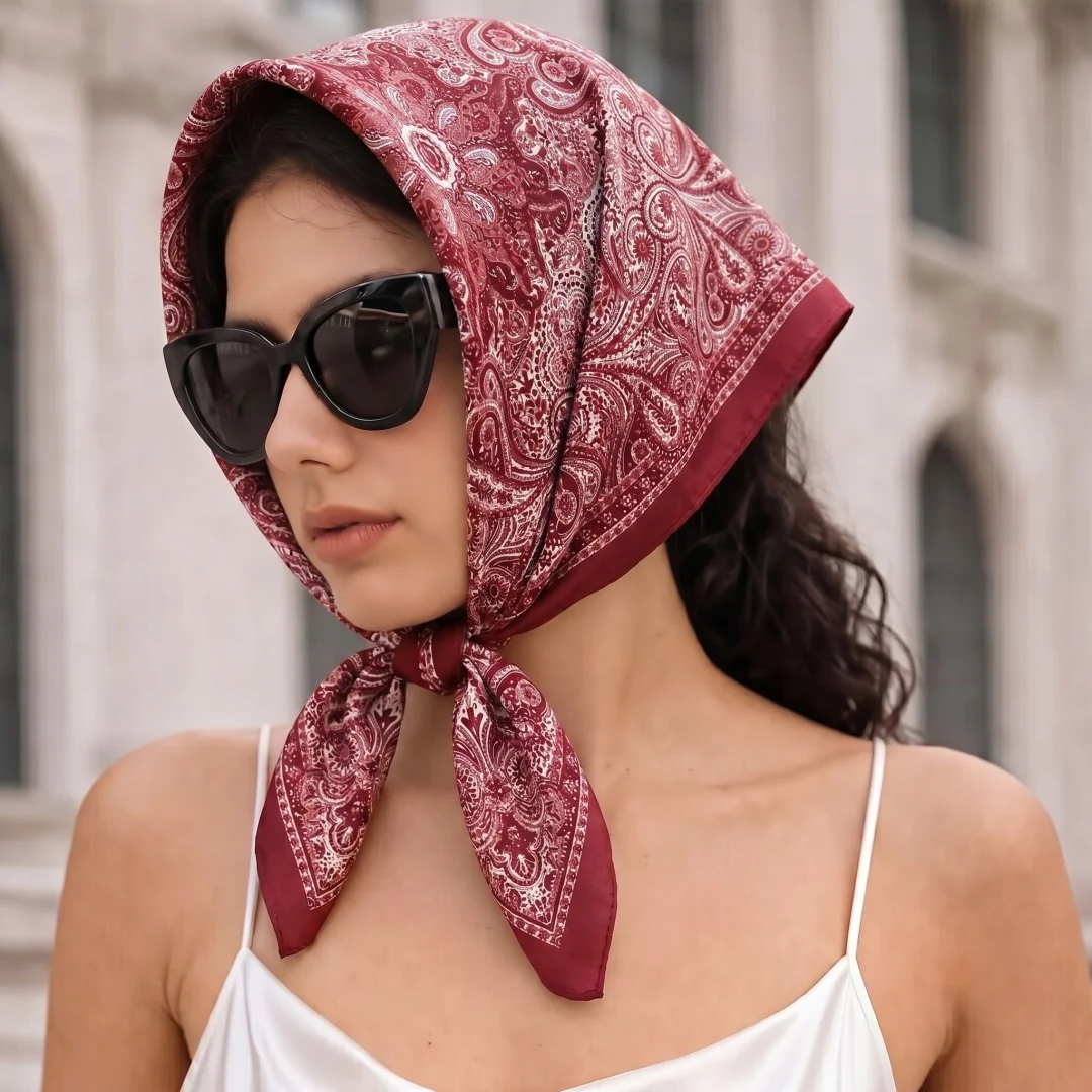

Scarf Female Hijab Bandana Silk Scarves Woman Headscarf Square Print Luxury Woman Fashion Headband Shawl Turban Neckerchief