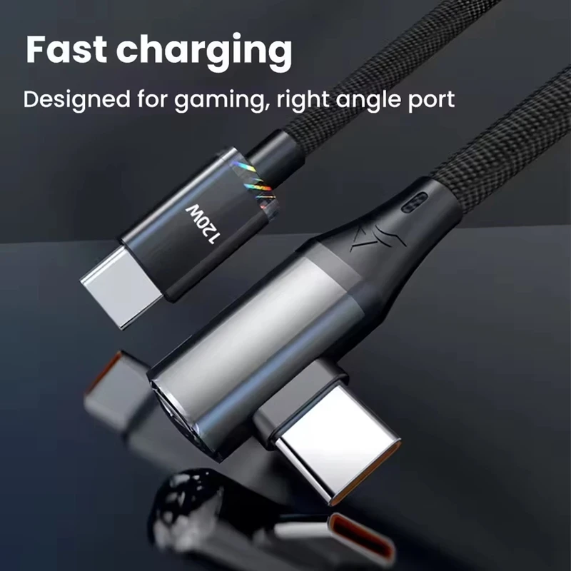 120W 90 Degree Elbow Type-C USB Connector Fast Charging Cable 2m Data Cable Quick Charging Data Wire Charger Line - view 2