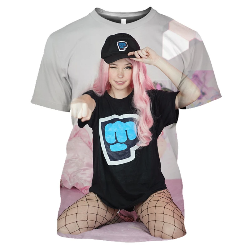 Belle Delphine Hentai Japanese Anime Mens Fashion 3d Printed T Shirts Cute Women Pattern Tops Tees Breathable Apparel Tshirt