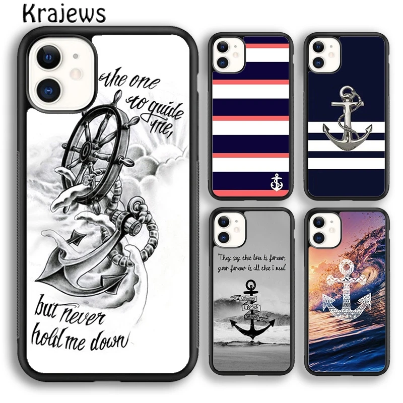 Krajews Classical Small Anchors Phone Case Cover For iPhone 16 15 SE2020 14 6 7 8 plus 11 12 13 pro max Plus coque Fundas