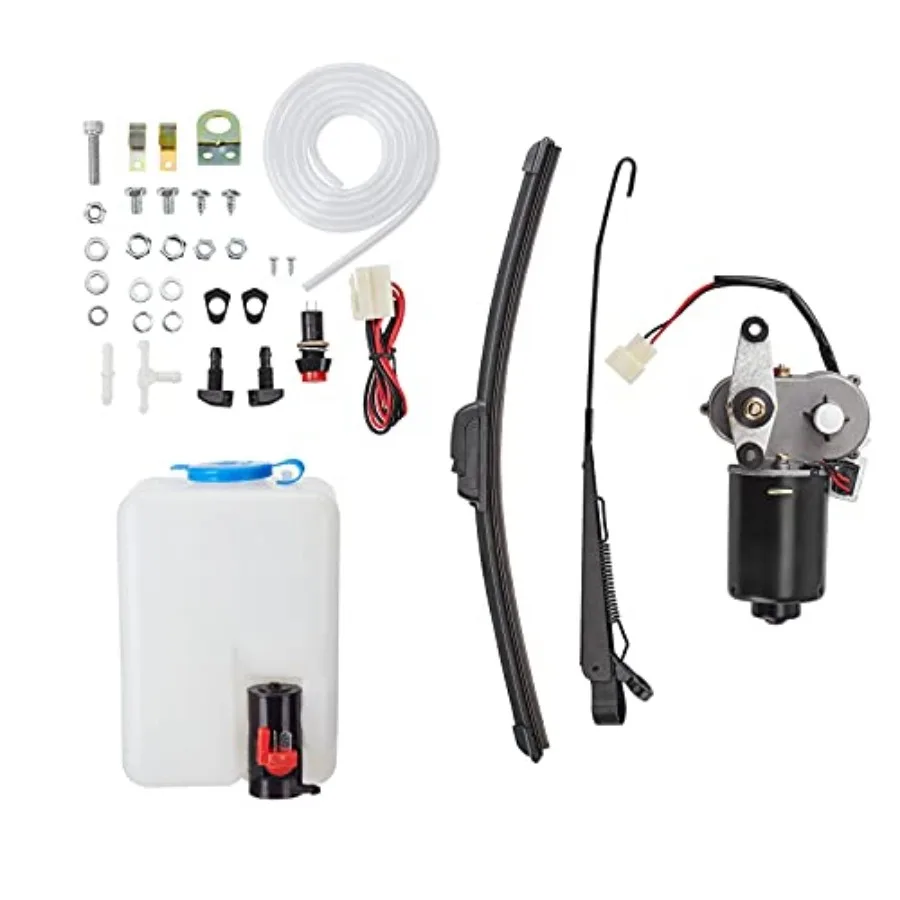 

UTV Windshield Washer Pump Kit with 12V Windshield Wiper Motor Kit Compatible with Polaris RZR Ranger General Can Am X3 Defende