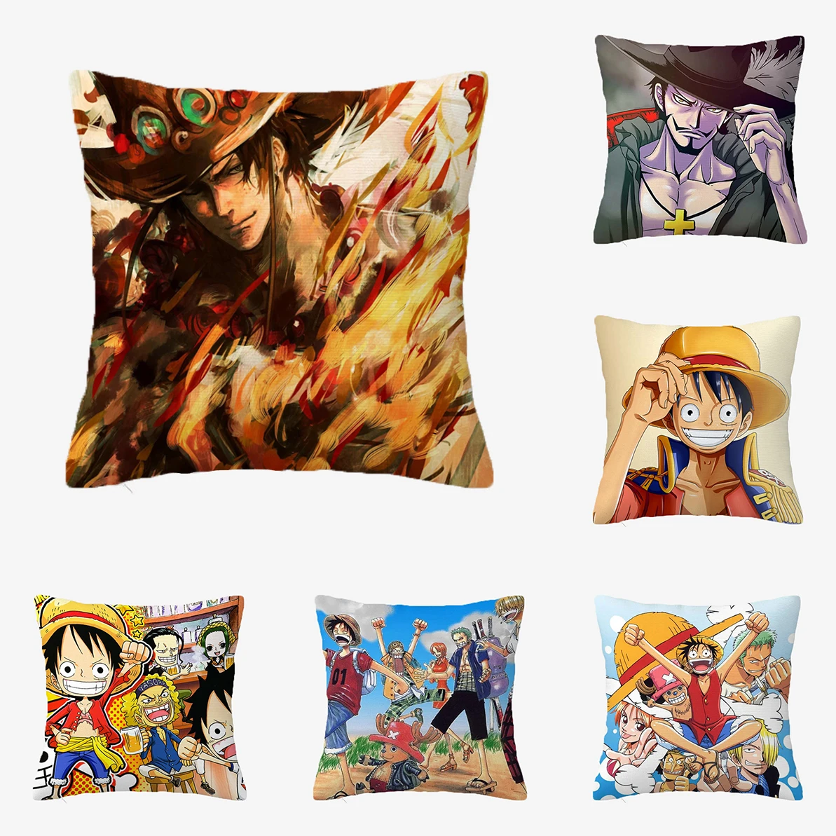 Anime One Piece Pillowcase for the Living Room Decorative Pillowcases Cushion Covers Short Plush Double Sided Printing Cushions