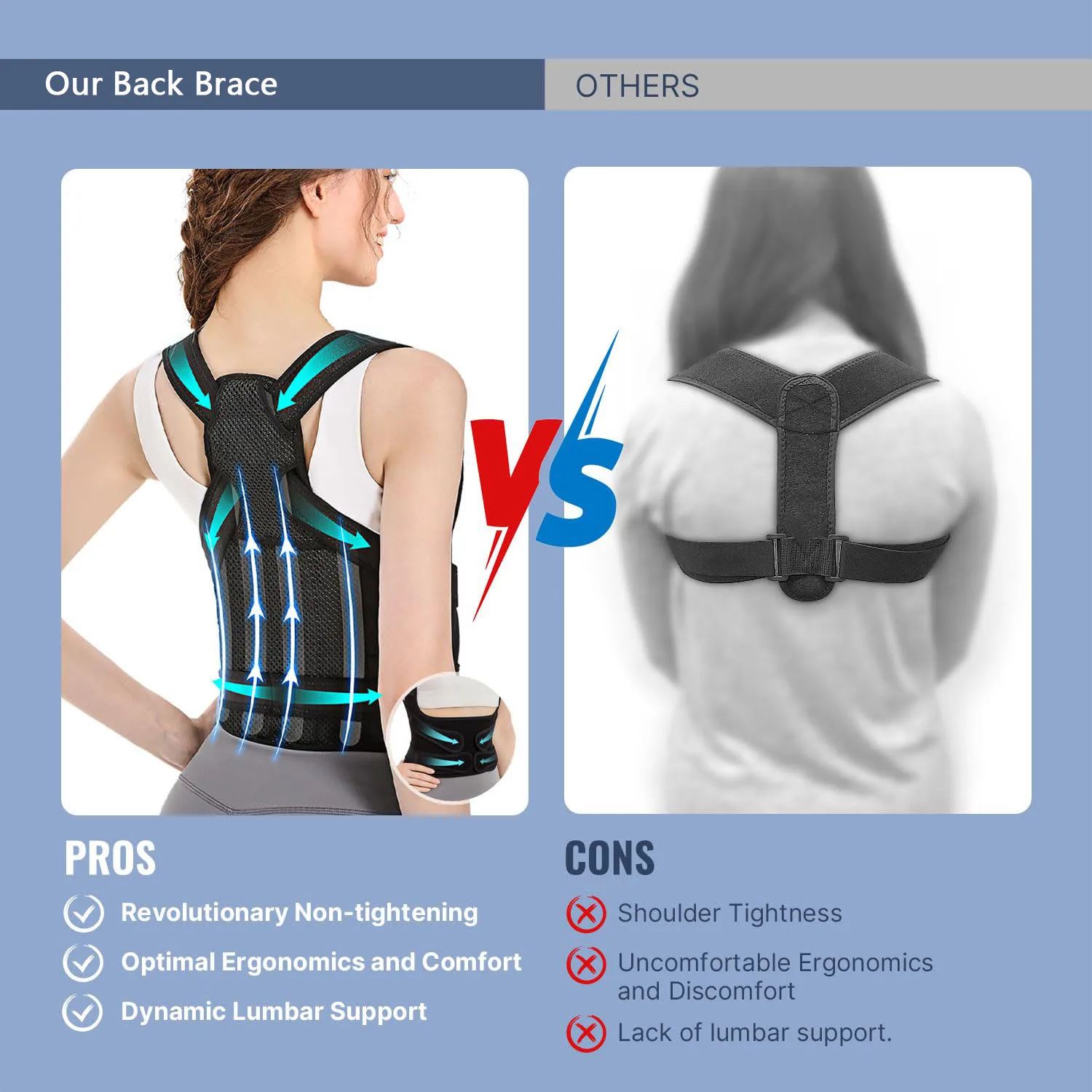 Back Support Posture Corrector for Men and Women, Shoulder Straightener, Adjustable Full Back Support, Upper and Lower Back Pain