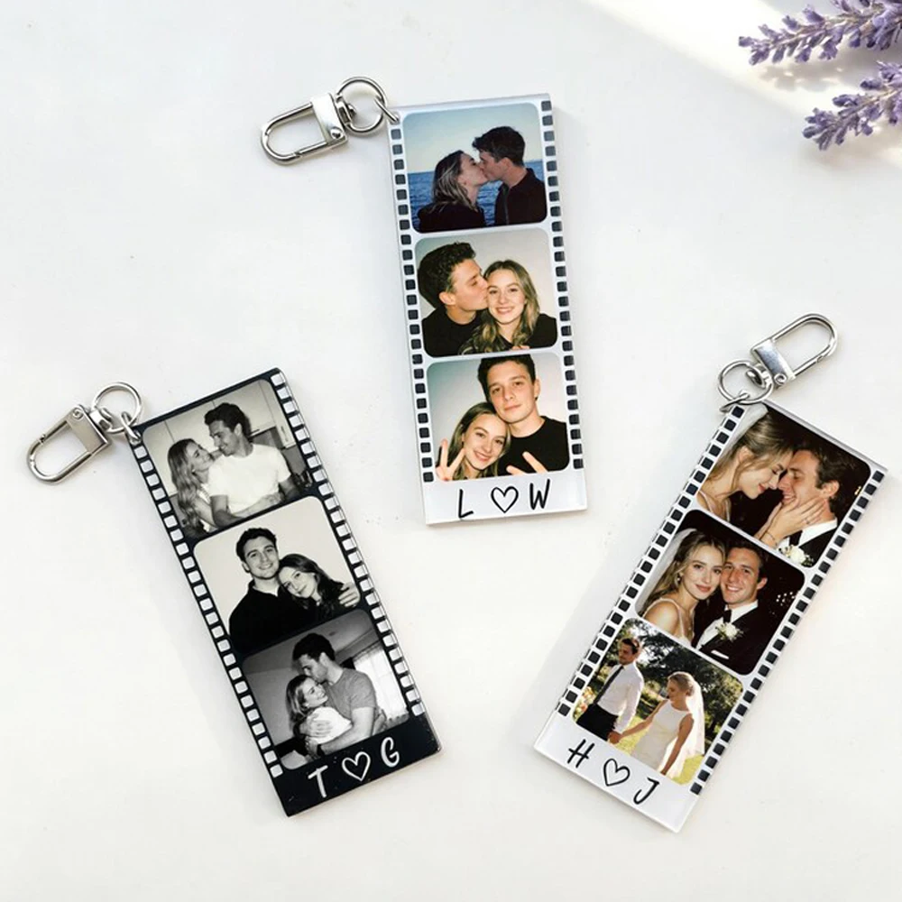 Personalized Custom Photo Keychain Acrylic Keychain Custom Camera film keychain Custom Photo Frame Keychains Gifts for Lover