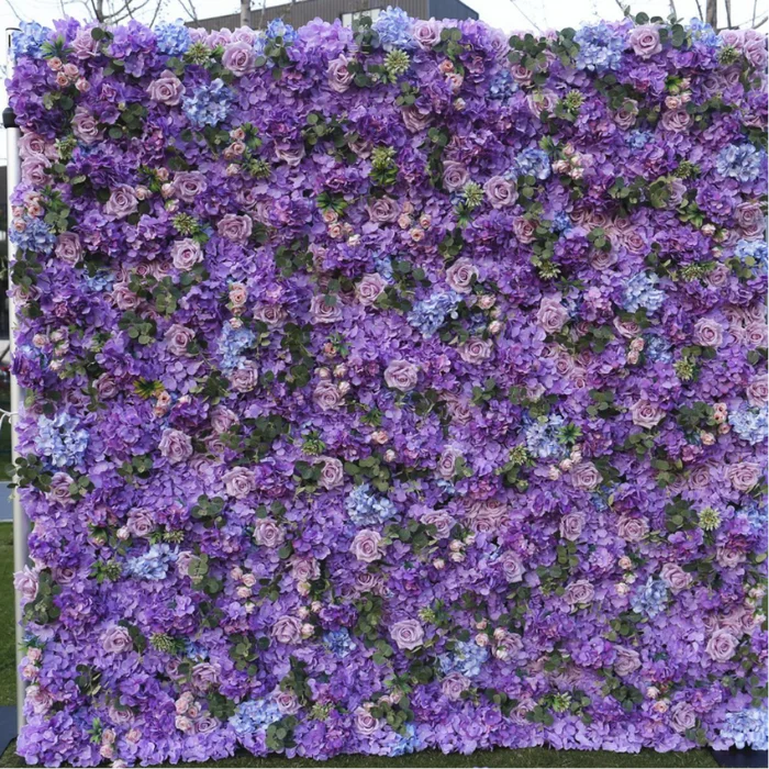 

Mixed Flowers Custom Series Luxury Purple Rose Phalaenopsis Hydrangea 3D artificial flower wall wedding background decoration