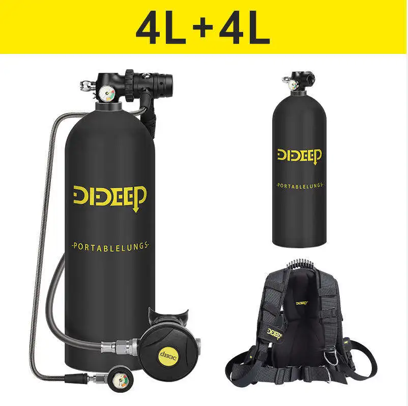 DIDEEP 4L+4L Two Diving Oxygen Cylinder 80-100 Minutes Swimming Diving Accessories Equipment Aluminium Scuba Air Tank