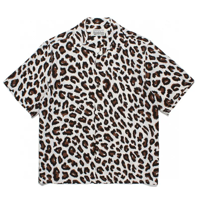 

WAO MARIA NANGA LEOPARD ANORAK JAET ort Sve Гавайский иль с леопардовым принтом Youth Summer Faion Свободный крой M irt