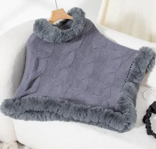 2025 Autumn/winter New Women's Wear Imitation Otter Rabbit Leather Collar Thick Twisted Hoodie