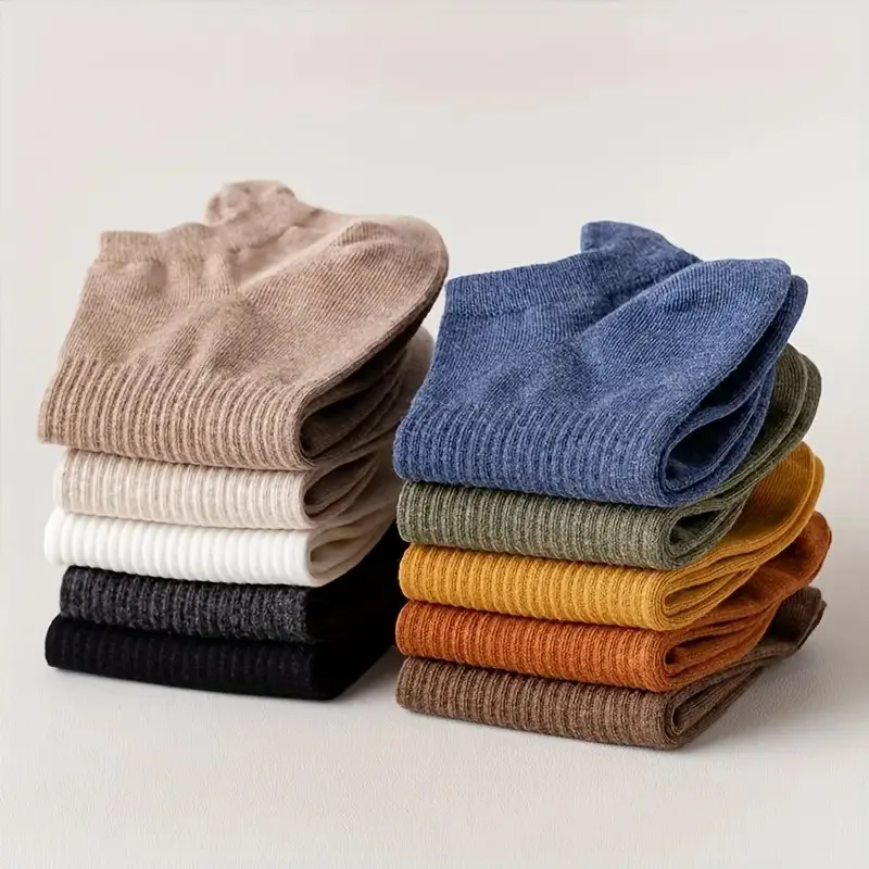 10 Pasang Kaus Kaki Katun Pergelangan Kaki Warna Polos Pria Anti Selip Kaus Kaki Kasual Sejuk Menyerap Keringat Lembut Nyaman Tahan Aus