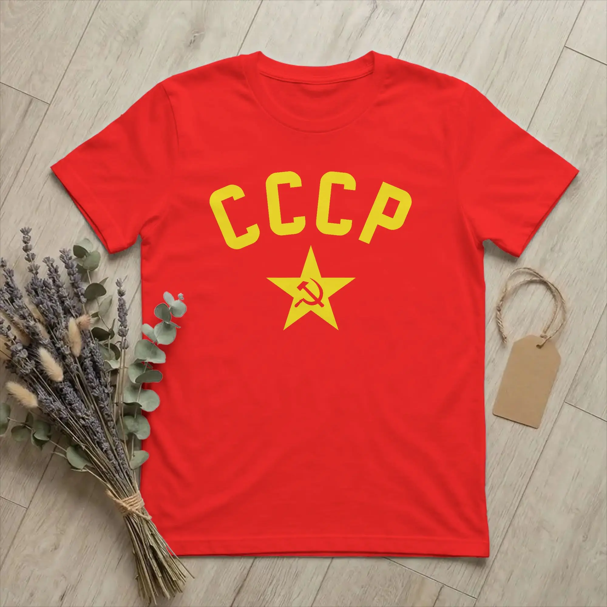 Vintage USSR Soviet Union Russian CCCP T-Shirts for Men Crew Neck 100% Cotton T Shirt Hammer Sickle Short Sleeve Tees Gift merch